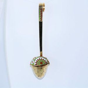 Vtg. Russian Sterling Silver 916 Enamel Tea Strainer